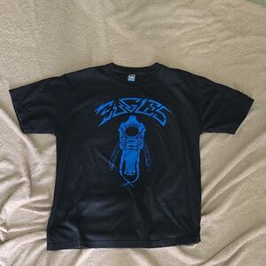 Y2K Tribal Skull Graphic Tee - Black & Blue‎ - EnoBug - Size L